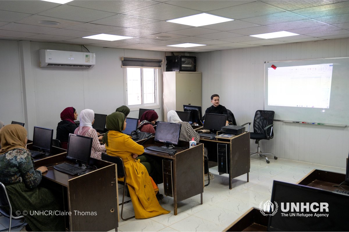 Education means empowerment!🚀 👨Ahmad, 23 years old, a DAFI Scholarship grad. 🎓 He landed a job right after graduating and now thrives in the field of information and communications technology at Azraq camp. 💼 #Education opens doors to opportunity and change.🌟