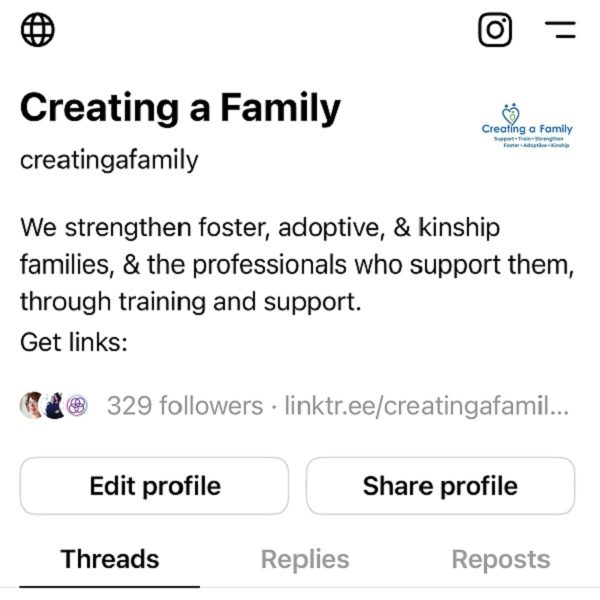 BREAKING NEWS! CreatingaFamily.org is on THREADS! Follow us @creatingafamily. We're on a mission to strengthen & support adoptive, foster, and kinship families like yours—and we couldn't do it without you, our faithful followers.
#adoption #fostercare #kinshipcare