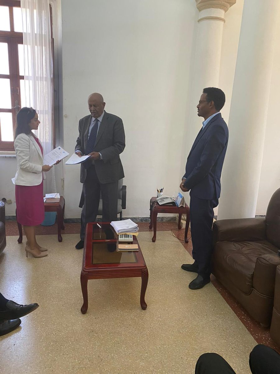 #Eritrea's Minister of Finance & National Development, Dr. Giorgis Teklemikael, & UN Resident Coordinator, Ms. Nahla Valji, signed yesterday Joint Triennal (2024-26) Work Plan on ongoing cooperation in sectors of food security, water management, health & education among others.