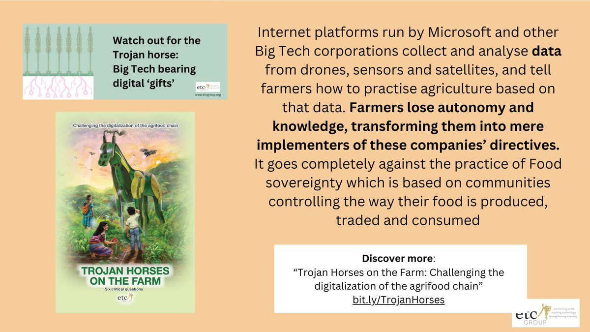 ⚠️Drones, sensors and big data put Food Sovereignty under threat. Farmers reclaim their autonomy on #17April: International Day of Peasant’s Struggles 💥Read our new publication: 'Trojan Horses on the Farm: Challenging the digitalization of the agrifood' bit.ly/TrojanHorses