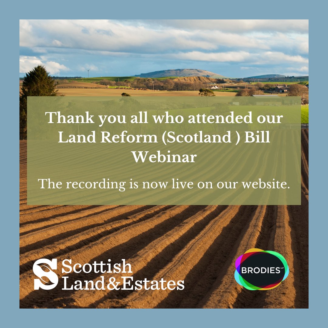 Thank you to over 260 SLE members for attending our webinar on the Land Reform (Scotland) Bill last week. A recording of the discussions and slides are now available for members to watch on our website. 🔗 Follow the link below! scottishlandandestates.co.uk/webinars-and-e…
