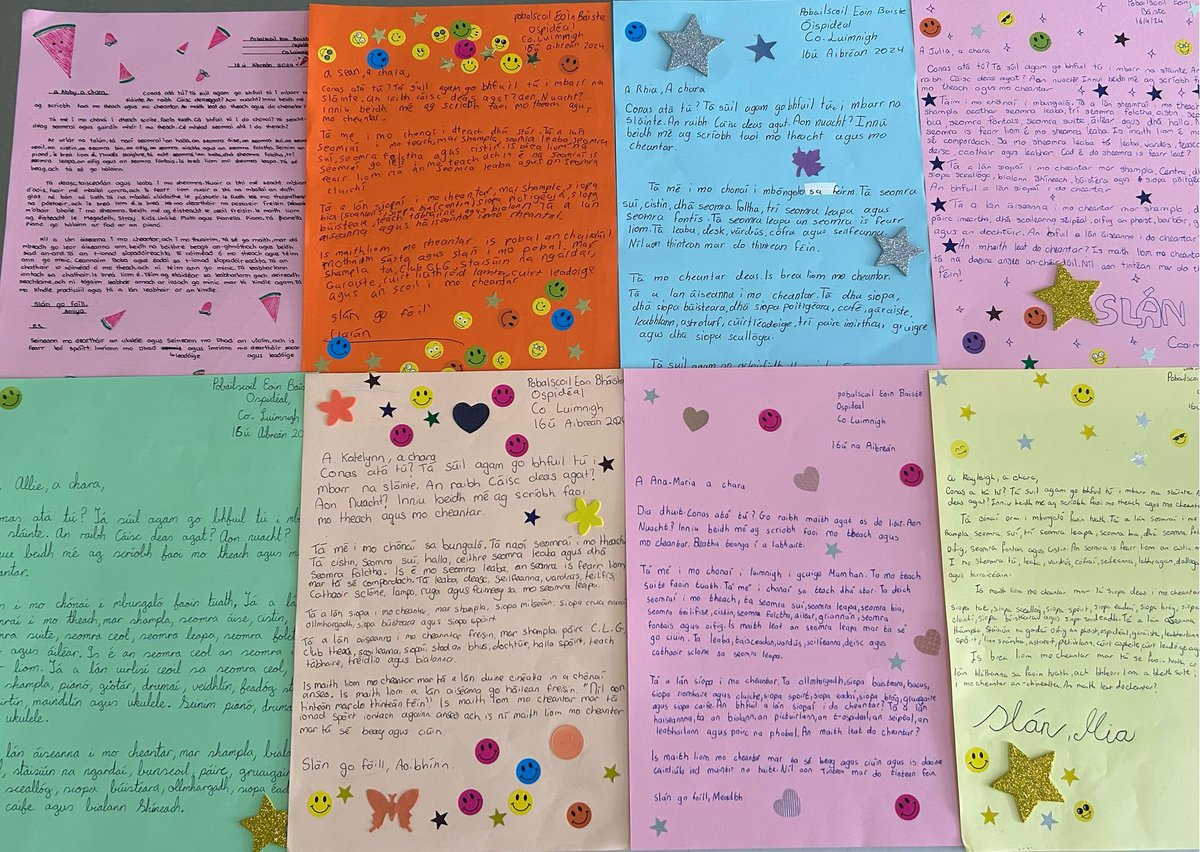 Well done to the students in class Hazel who have been writing letters to their pen-pals in Wexford ✍️ #cairdepinn ☘️📝