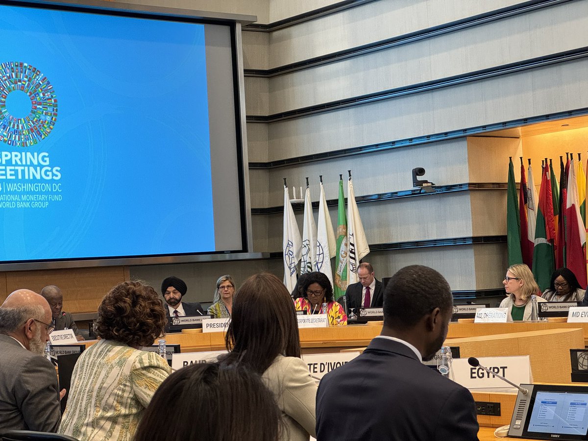 Today, at the #African Caucus meeting with @WorldBank President Ajay Banga during the Spring Meetings, I spoke on behalf of African Governors on addressing rising public debt vulnerabilities & spurring growth. These forums are valuable for shaping a more effective World Bank
