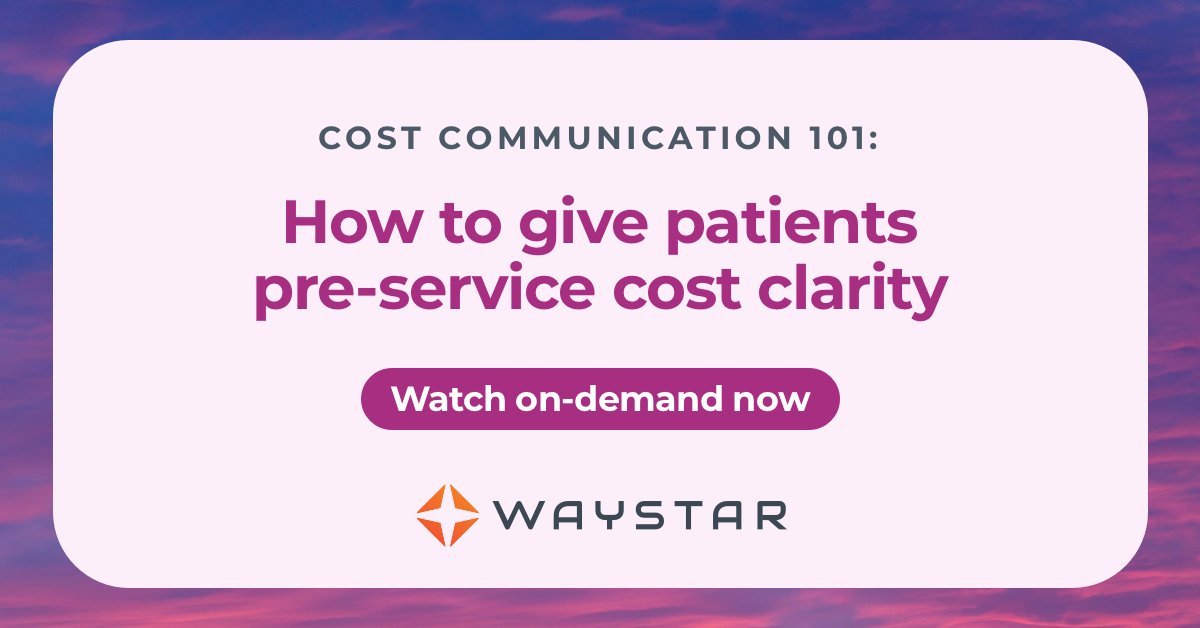 ON-DEMAND WEBINAR: Could your patient financial experience use a boost? Watch to unlock data-driven tactics to communicate costs clearly, empower patients before their visit, and build patient satisfaction and loyalty. ow.ly/1kqo50Ri7ZW