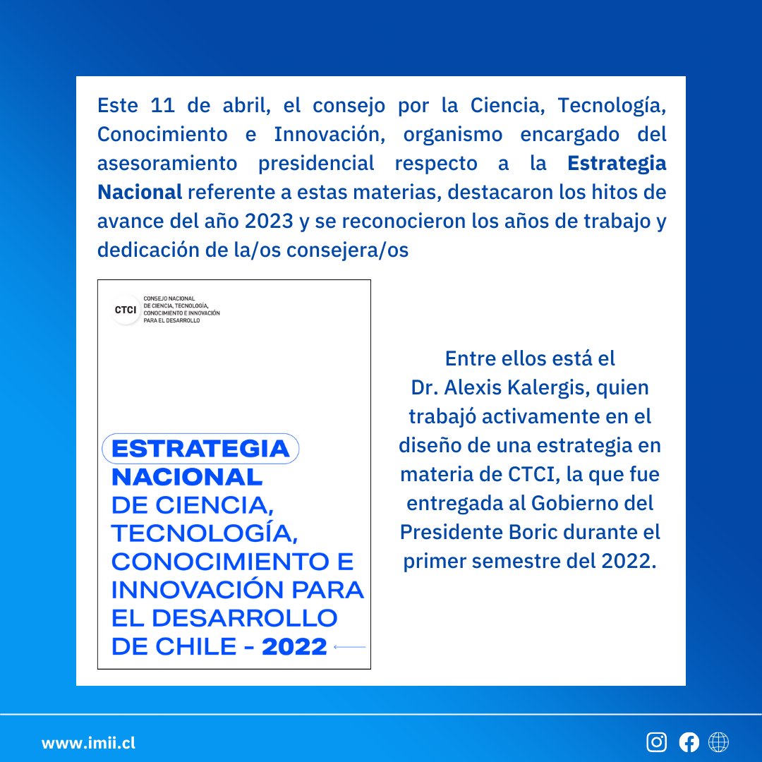 Dr. Alexis Kalergis, director del IMII junto a otras/os consejeras/os salientes, fue reconocido en La Moneda por los años de trabajo en el consejo de CTCI . Entre los hitos, se encuentra la construcción y entrega de la estrategia nacional de CTCI al presidente Gabriel Boric.