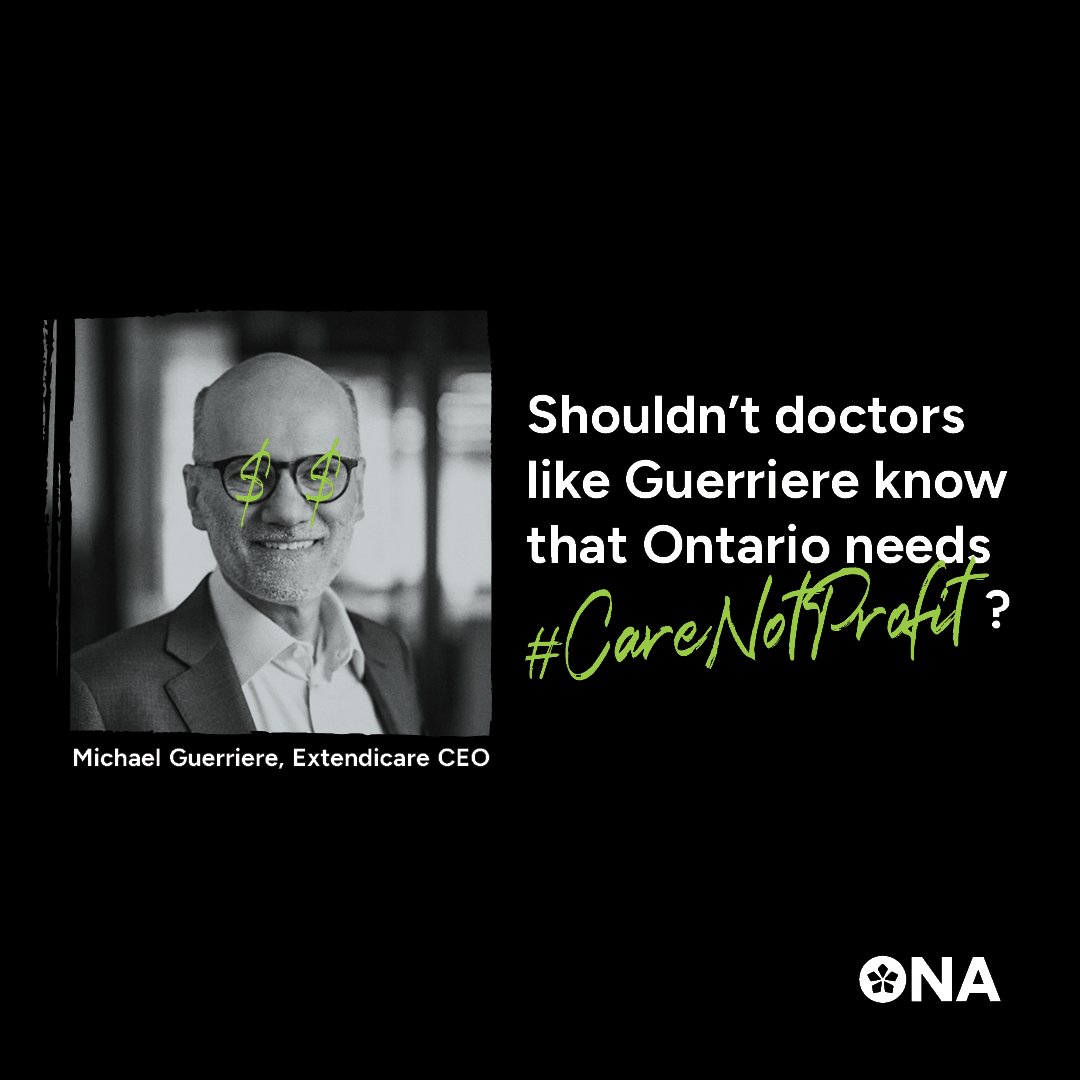 .@Extendicare, Canada's largest LTC & home care provider, paid out $40,404,000 in dividends in 2023. Its homes also had a COVID death rate 81% higher than the industry average. Shouldn’t CEO Michael Guerriere know we need #CareNotProfit? #ExtendiPROFIT ona.org/nh