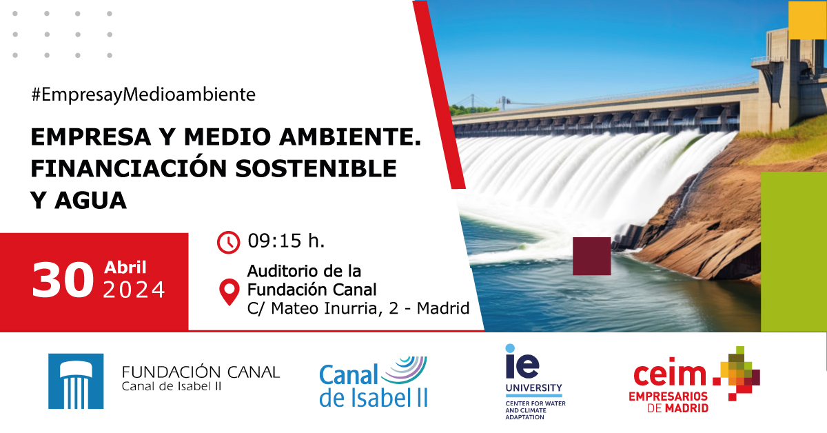 📢 Próxima jornada #EmpresayMedioAmbiente. Financiación sostenible y agua 🌊Contexto ambiental europeo para toda #empresa que quiera ser sostenible: ambiental y económicamente. 👉Junto a @FundacionCanal, Canal de Isabel II, @IEuniversity. Inscríbete 🔗ceim.es/eventos/empres…