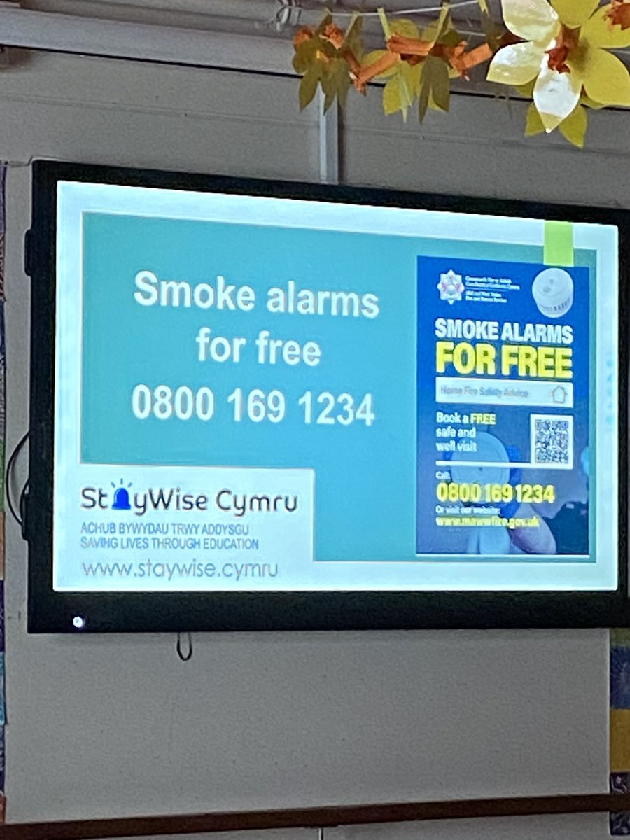 Diolch am y gwasanaeth tân. Thank you fire service for a very informative Year 5 fire safety talk. It’s good to know we can all get free fire alarms by ringing the number here. #keepingsafe