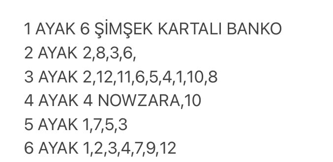 ELAZIG ALTILI GANYAN ŞABLONUM BU ŞEKİLDE OLACAK BOL ŞANSLAR DİLİYORUM…