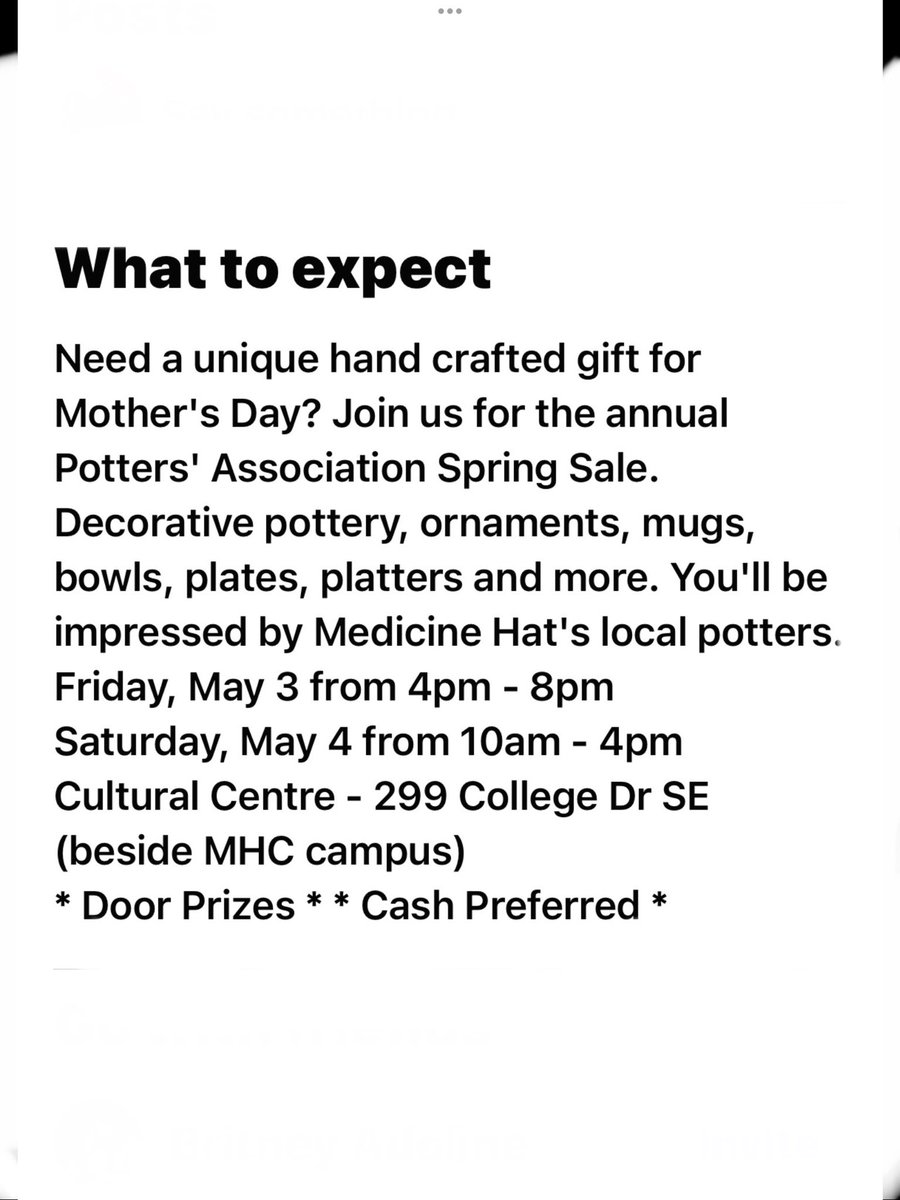 NemethChristy's tweet photo. Hello friends! Do you love handmade pottery and also love to support local? Come check out the spring pottery sale at the Cultural Centre, Friday May 3 4-8pm and Sat 4 10-4pm. I'll be there with my treasures
#medhat #supportlocal @mh_pottersassociation https://t.co/R14c3qoI8o