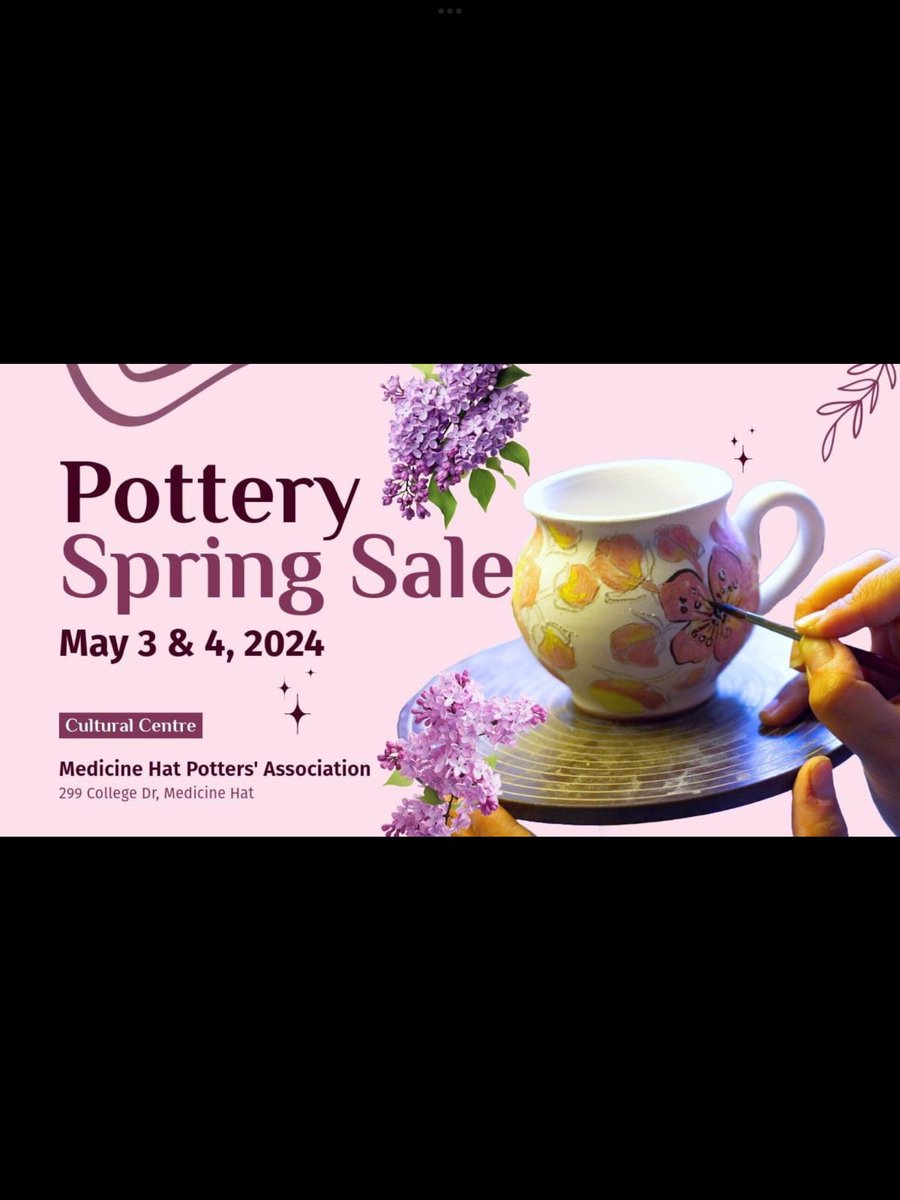 NemethChristy's tweet photo. Hello friends! Do you love handmade pottery and also love to support local? Come check out the spring pottery sale at the Cultural Centre, Friday May 3 4-8pm and Sat 4 10-4pm. I'll be there with my treasures
#medhat #supportlocal @mh_pottersassociation https://t.co/R14c3qoI8o