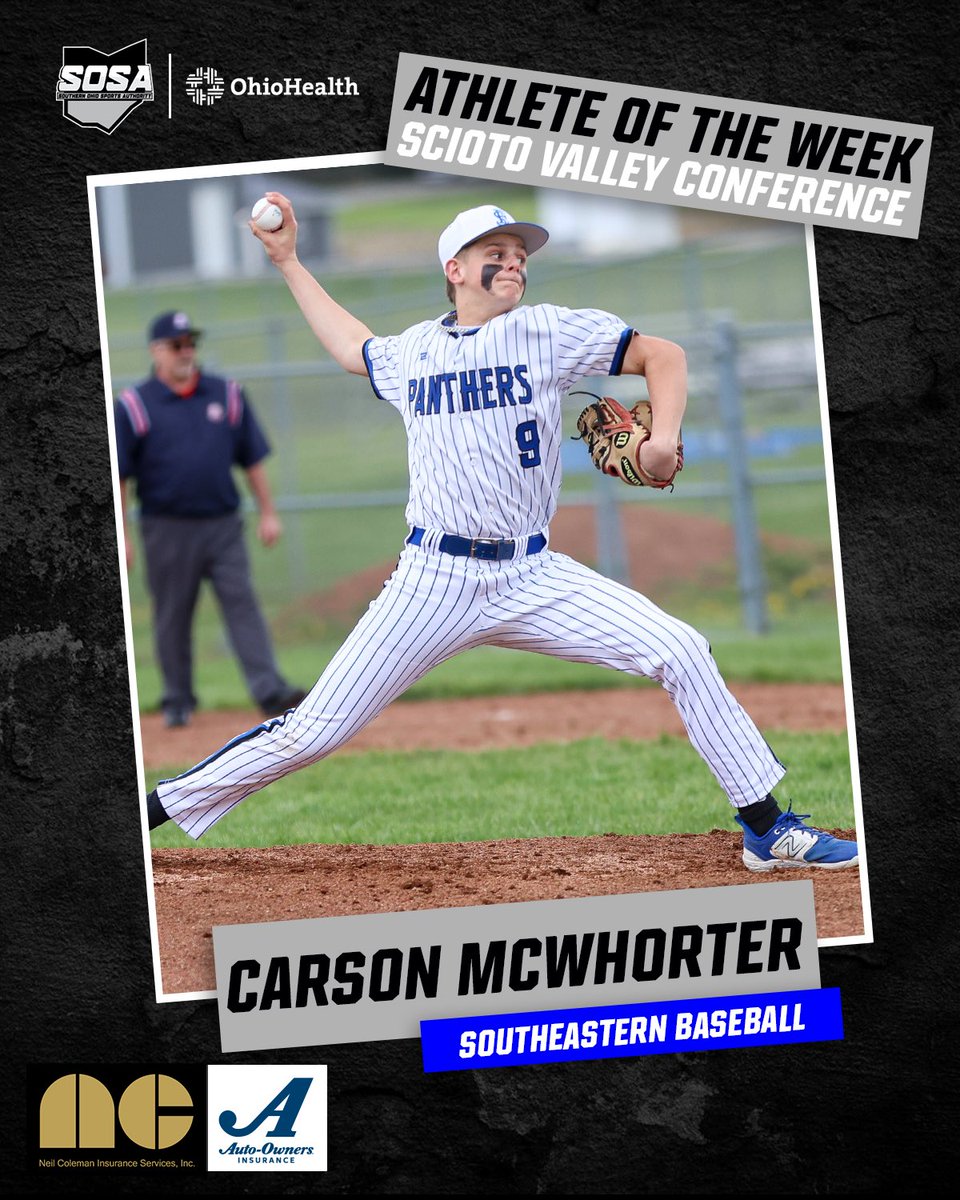 Our SVC Athlete of the Week, presented by @NCIS_1982, is Southeastern’s Carson McWhorter. The Panthers’ hurler has been impressive on the hill this year, keeping hitters off-balance and using efficiency as his best weapon.