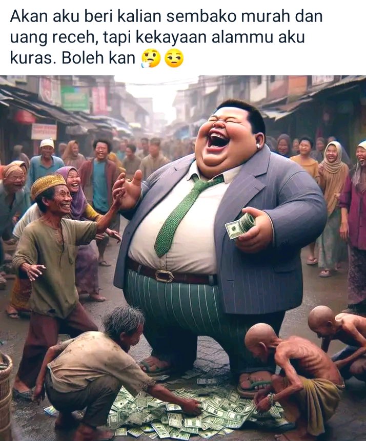 WAJAH RAKYAT INDONESIA KINI

Membela orang kaya yg telah menindasnya, lebih memilih menjadi JONGOS daripada menjadi rakyat yg MERDEKA

Memilih makan gratis daripada PENDIDIKAN GRATIS yg akan membuatnya SEJAHTERA