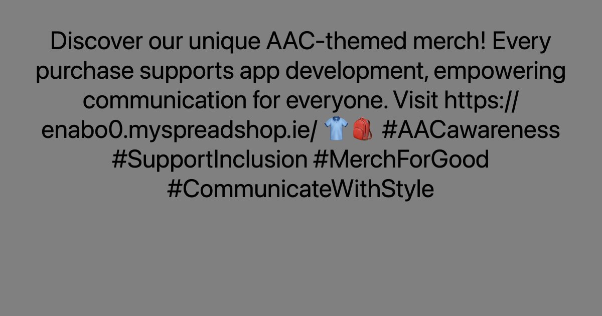 Discover our unique AAC-themed merch! Every purchase supports app development, empowering communication for everyone. Visit ayr.app/l/J7iE/ 👕🎒 #AACawareness #SupportInclusion #MerchForGood #CommunicateWithStyle