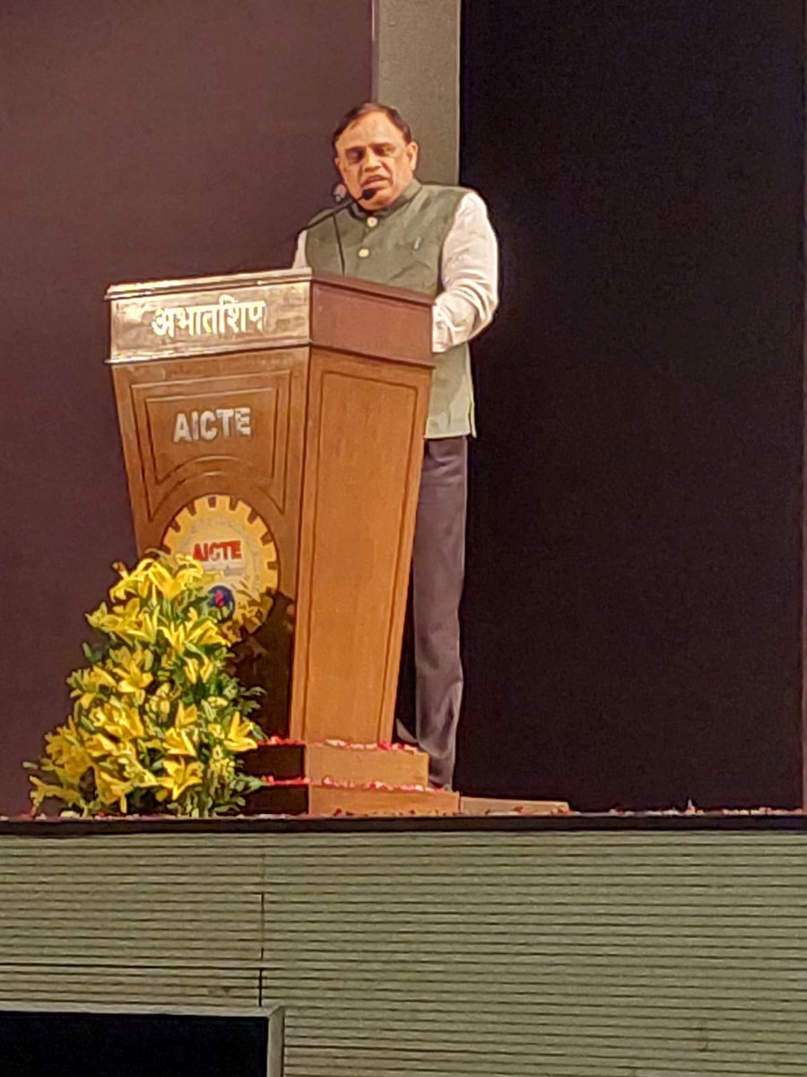 AICTE Chairman Prof. @SITHARAMtg addressed the gathering at one day seminar on 'Transforming Quality Education for Primary and Secondary Levels: Insights from NEP 2020' organised by Bharatiya Shikshan Mandal on 17 April 2024.