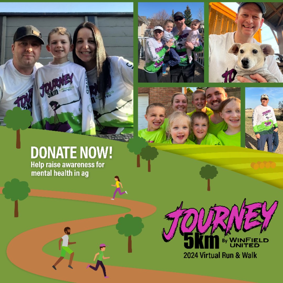 Join Journey 5km by WinField United, promoting mental health in ag through a virtual walk/run/wheel challenge, Apr 22-28. Register on the Journey 5km app, engage in mini challenges, win prizes, & support @domoreag. Make a difference: journey5km.ca #WinFieldJourneyForAg