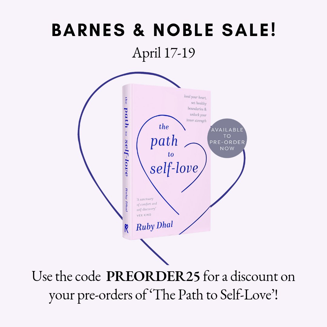 Hii lovebugs!! @barnesandnoble are doing a wonderful sale on pre-orders of 'The Path to Self-Love' from 17-19 April! From 17th April until 19th April all premium and rewards memberships will get 25% off on their pre-orders of TPTSL, and premium members can get an extra 10% off