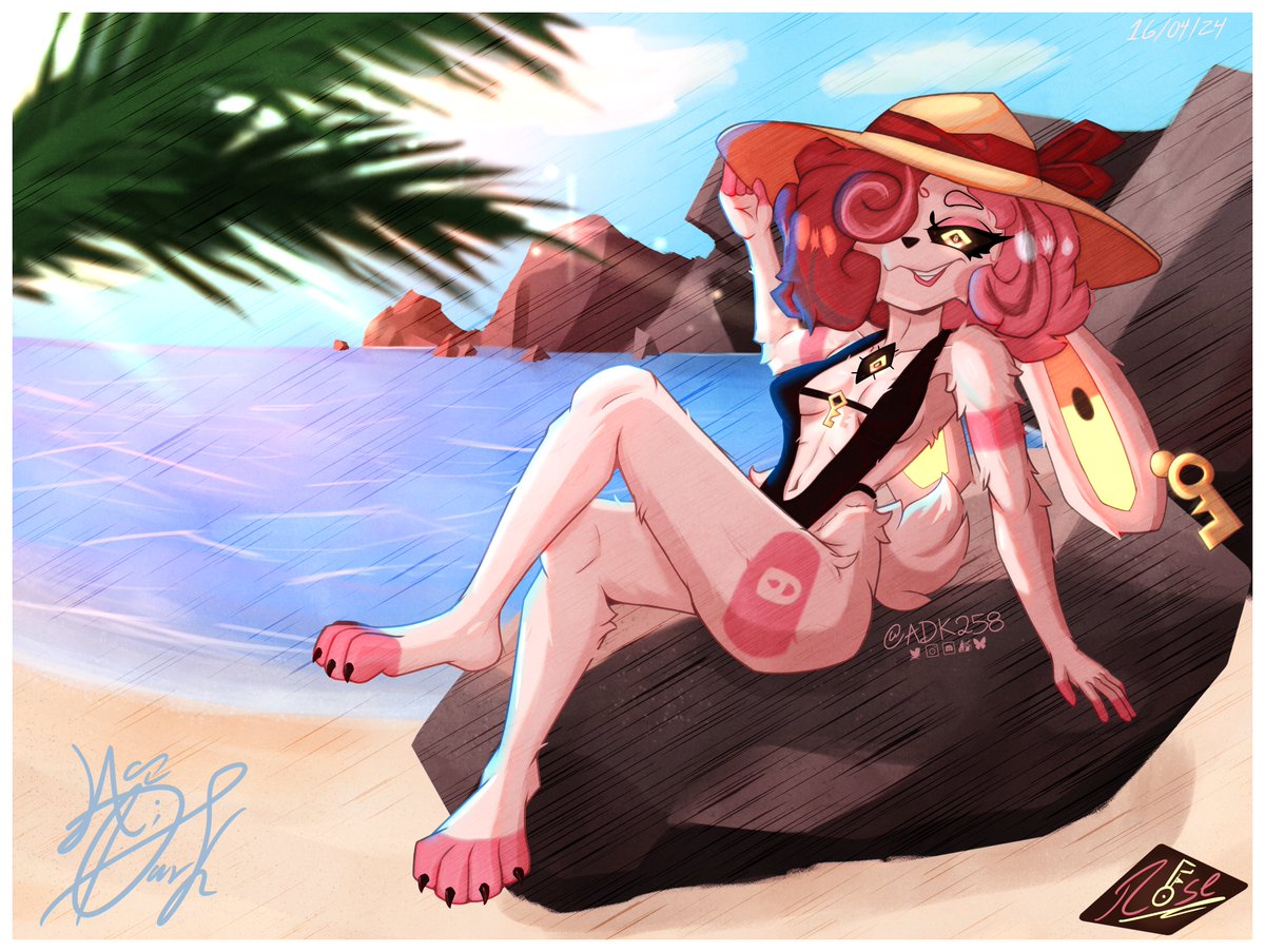 OC Hit list 'Beach episode' (2/10) One of my favorite bunnies in the world haha Hope you like it @NemekiDo!!! Your art is so inspiring and gorgeous !! 🩶 thx for being my friend c: #furryart #furryartwork
