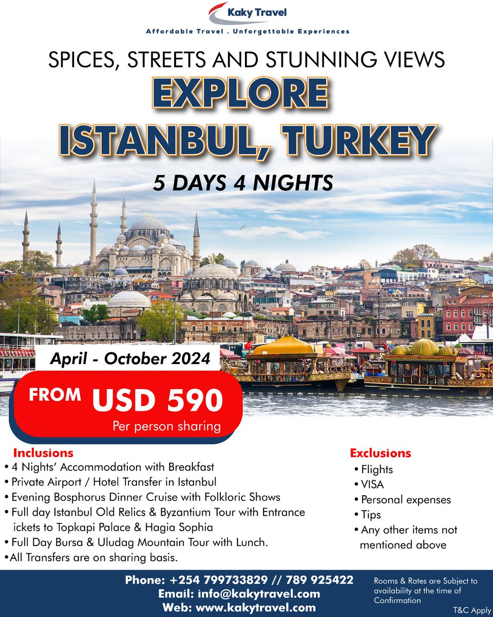 Where East meets West: Istanbul’s magical blend of history and modernity.

Book now: +254799733829 / info@kakytravel.com

#kakytravel #affordabletravel #unforgettableexperiences #istanbul #turkey🇹🇷 #exploreturkey