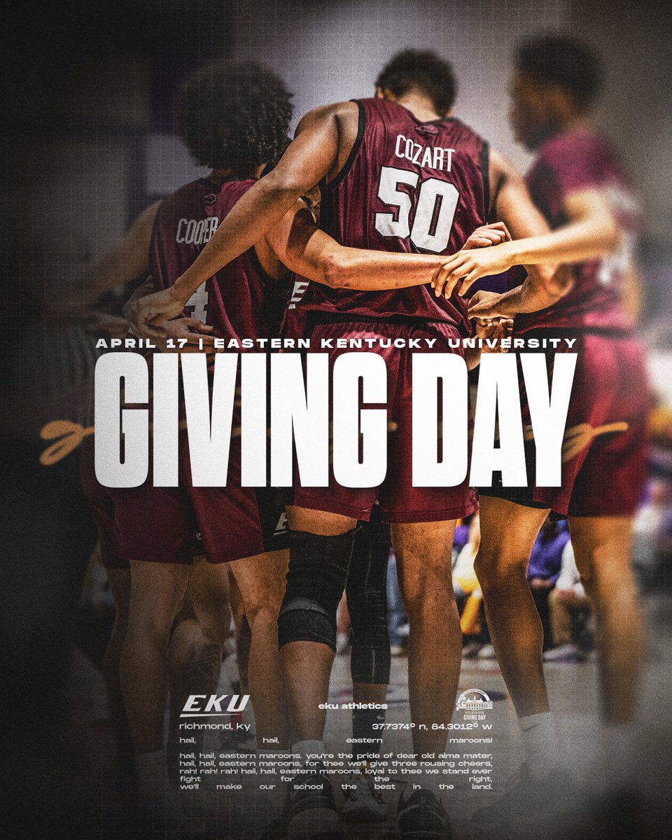 Today is @EKU annual Giving Day. Your support means so much to our players. #𝗠𝗼𝘀𝘁𝗘𝘅𝗰𝗶𝘁𝗶𝗻𝗴𝟰𝟬𝗠𝗶𝗻𝘂𝘁𝗲𝘀𝗜𝗻𝗦𝗽𝗼𝗿𝘁𝘀 Please consider giving TODAY to EKUHoops. 🏀go.eku.edu/give-Bball