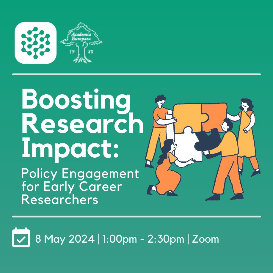 📢Boosting research impact: Policy engagement for early-career researchers 🗓️8 May 2024 | 1:00pm - 1:30pm | Zoom 🔗 Register Now: bit.ly/3IfI7sD