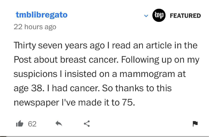 These kinds of comments from readers are why we do what we do @washingtonpost. washingtonpost.com/wellness/2024/…