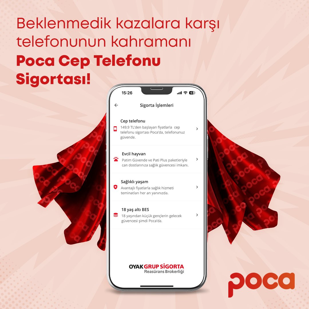 Beklenmedik kazalarda, telefonun kahramanı Poca! 👆🏻 Siz de hemen profilimizdeki linkten Poca’yı indirin; Cep Telefonu Sigortası ile cebinizi güvenceye alın! Poca Cebinde, Paran Cebinde! #Poca #PocaCebinde #ParanCebinde #CepTelefonuSigortası