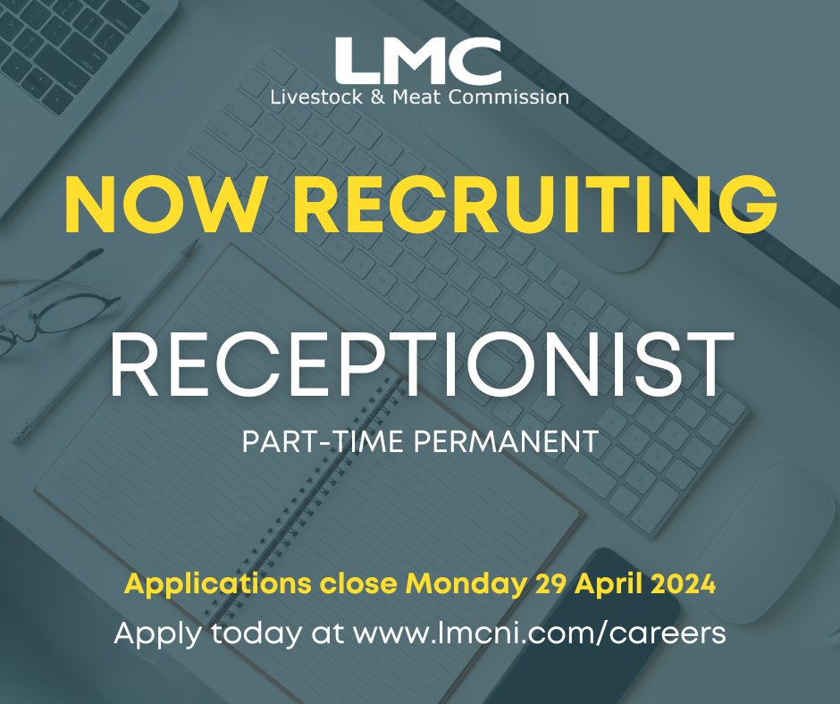 We're currently recruiting, with an opportunity open for the role of receptionist. Applications close Monday 29 April, for more information and to apply visit - lmcni.com/careers