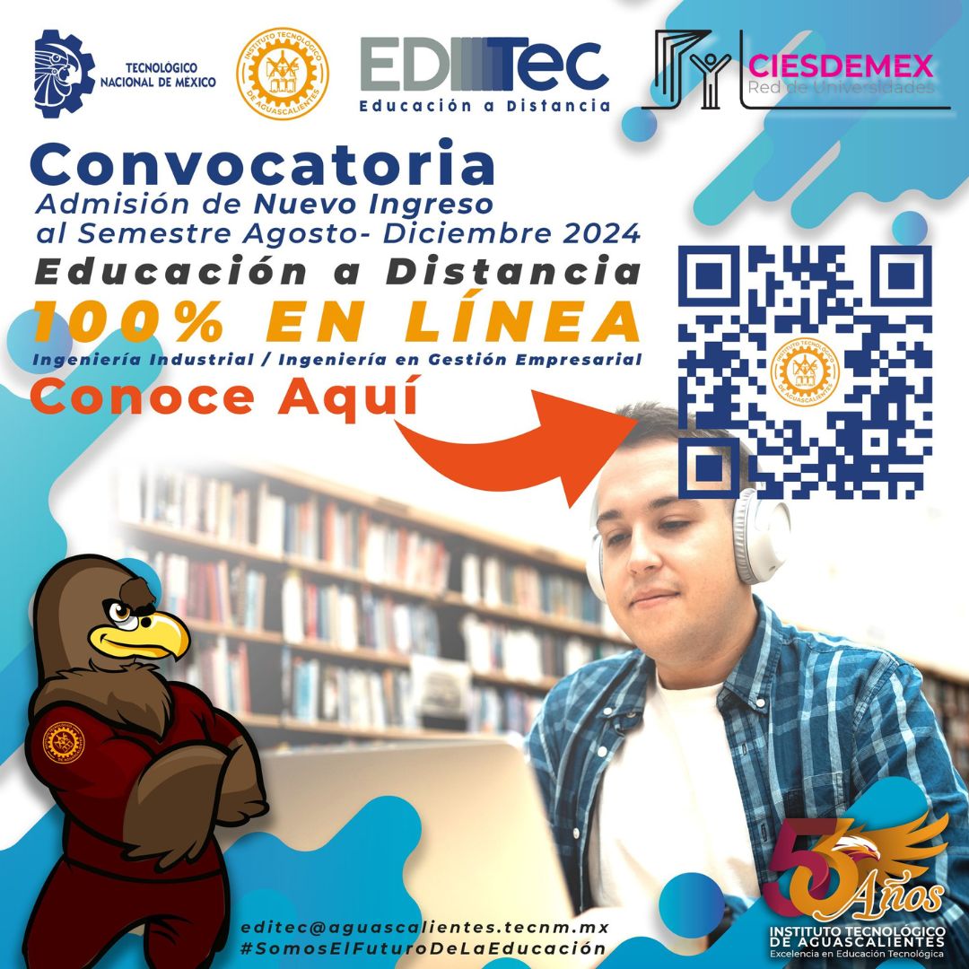 🌍 💻👩‍🎓👨‍🎓 El Consulado General de México en Milán comparte la Convocatoria Agosto-Diciembre 2024 del Tecnológico Nacional de México – Campus Aguascalientes (ITA), en su modalidad 100% en línea: Consúltala 👇cloud.aguascalientes.tecnm.mx/site/convocato… Regístrate 👇 aspirantes.aguascalientes.tecnm.mx