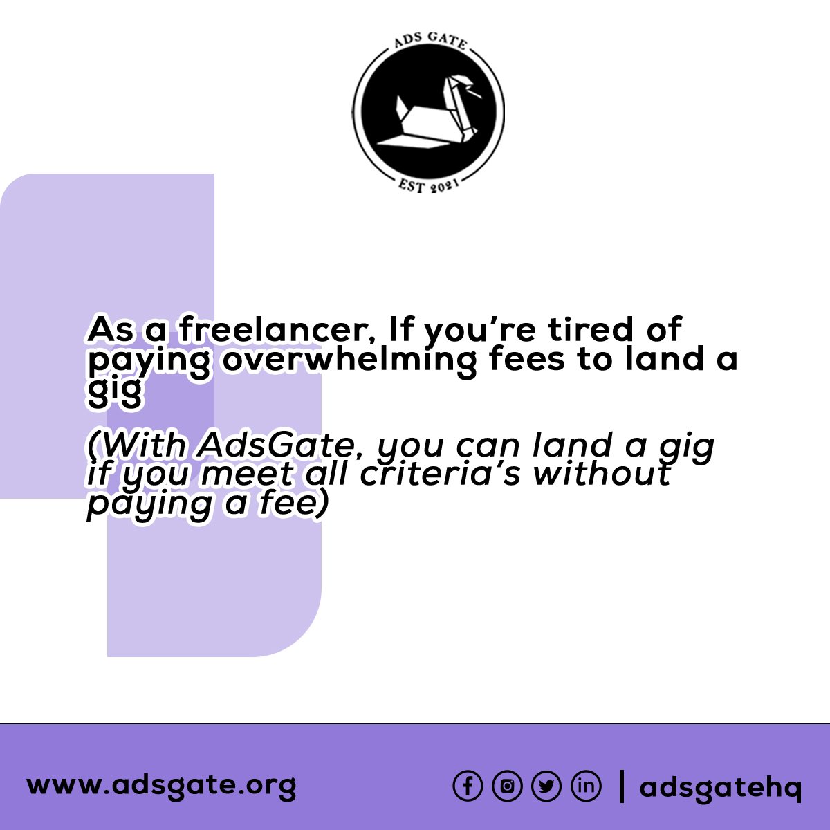 Every business owner / Freelancer operating in the continent (Africa) has had to face one of the above listed challenges which can be avoided.

Work with us today, Make AdsGate your gateway to success!!

#remotejobs #gigeconomy