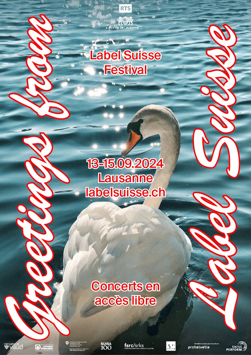 GREETINGS FROM LABEL SUISSE ! ❤️🌴

Label Suisse festival est de retour du 13 au 15 septembre 2024 !
À cette occasion, nous avons le plaisir de vous dévoiler notre nouvelle identité visuelle ! 🦢🏝️🚤

Rendez-vous le 14 mai 2024, pour découvrir les premiers noms la programmation.