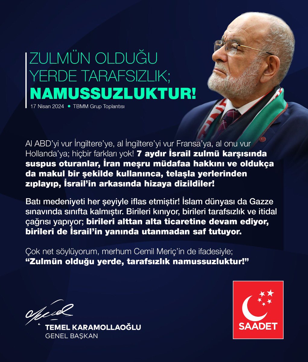 'Zulmün olduğu yerde tarafsızlık; namussuzluktur!'