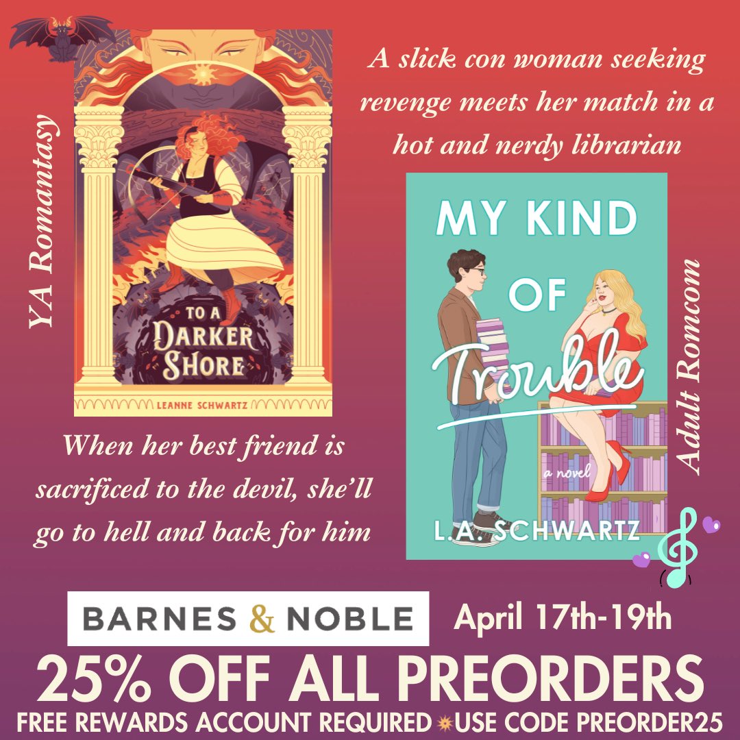 🔥Oh it’s on!! Just in time to snag my young adult fantasy TO A DARKER SHORE before its release in two weeks on April 30th, and to snag those preorder gifts we revealed yesterday for my adult romcom debut MY KIND OF TROUBLE. All at 25-35% off for members (there's a free option!)