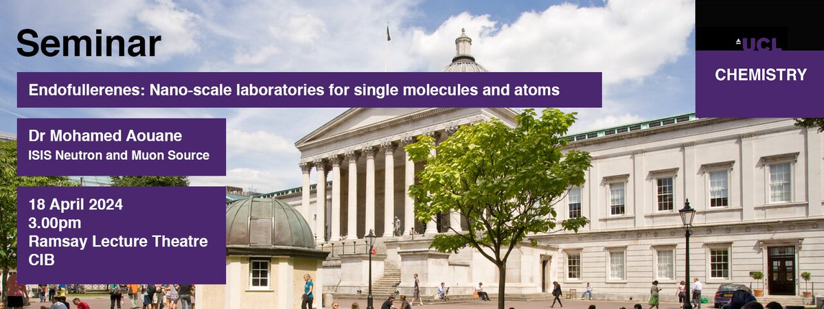 Join us tomorrow for our Materials for the Future Research Theme Seminar to hear Dr Mohamed Aouane from @isisneutronmuon on ‘Endofullerenes: Nano-scale laboratories for single molecules and atoms’. Location: Ramsay Lecture Theatre at 3pm.