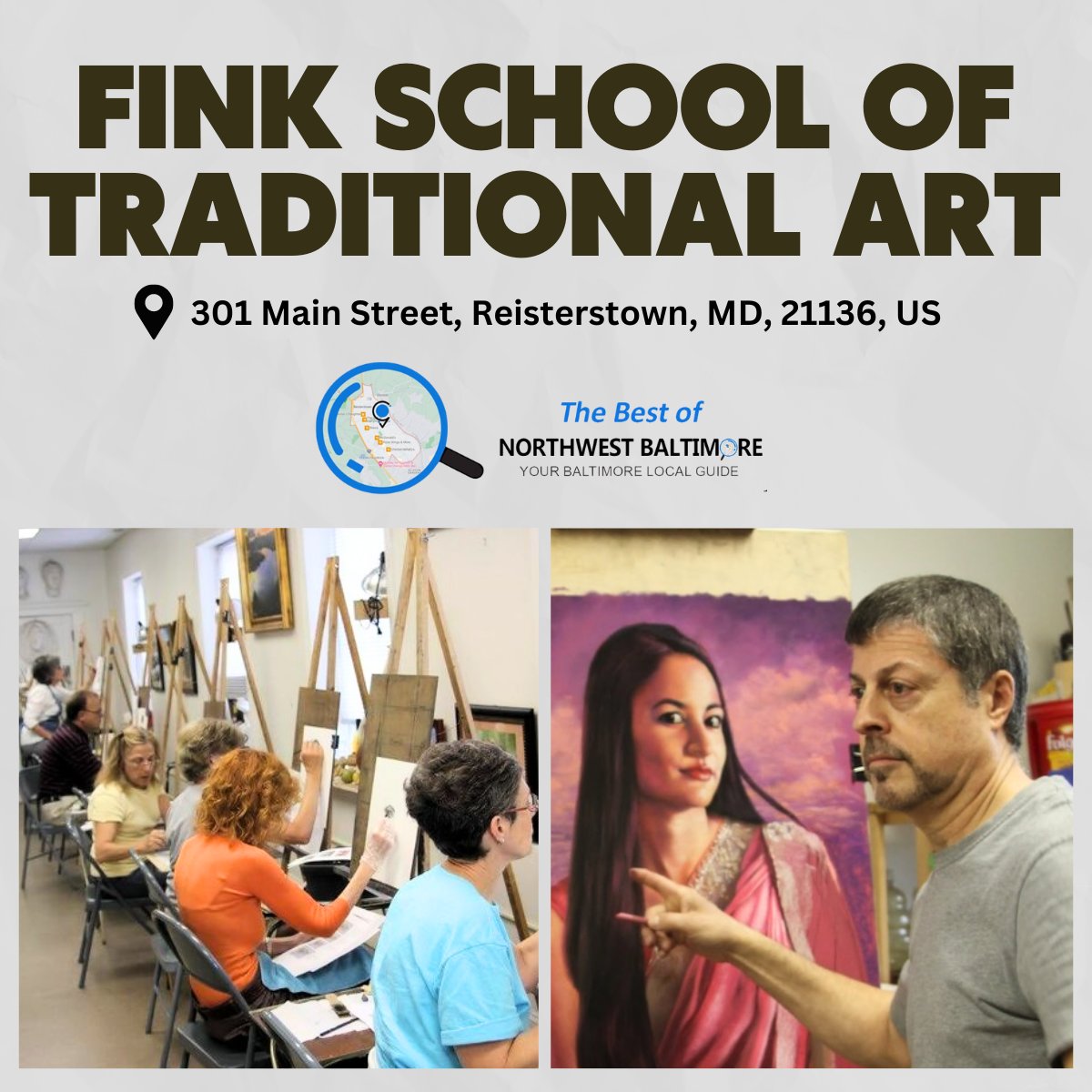 Calling all art enthusiasts! Dive into the world of classical fine art with The Fink School of Traditional Art. #FinkArtSchool #ArtisticExpression
northwestbaltimore.com/listings/fink-… 

#ShopLocal #LiveLocal #LoveLocal #FoodieParadise #MarylandFlavors #SupportLocalBusinesses