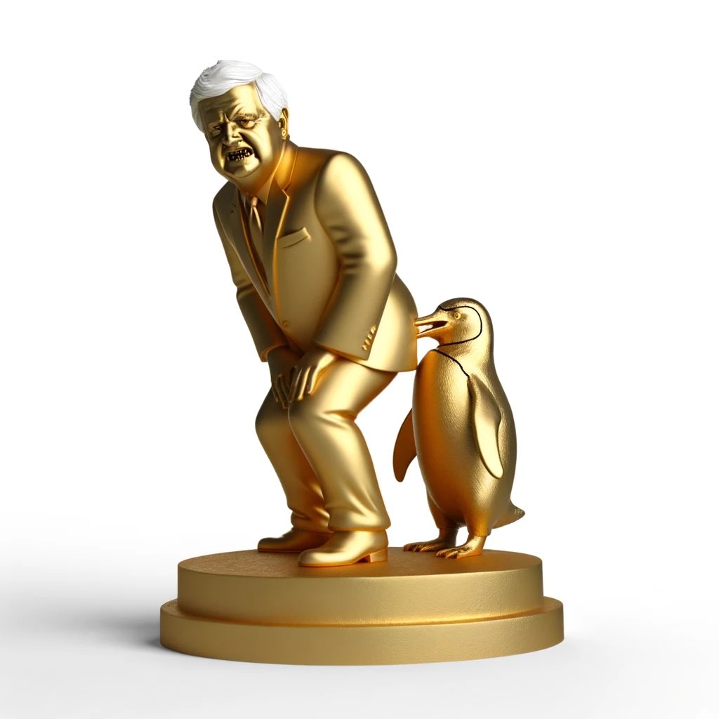 I asked ChatGPT to make a statue of Newt Gingrich getting bit by a penguin to commemorate this anniversary and actually I think AI is good now.