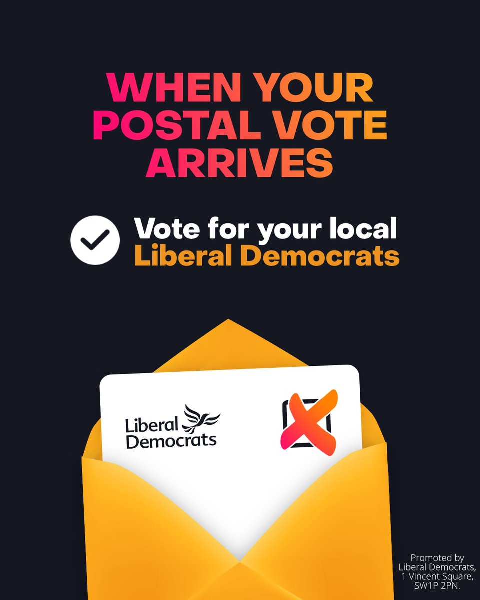 Postal ballots are arriving! 🔶 We've heard that postal votes have started arriving around Winchester, please make sure to return your postal vote as soon as possible to make sure it counts! Once you've posted your ballot let us know at the link below libdems.org.uk/voted