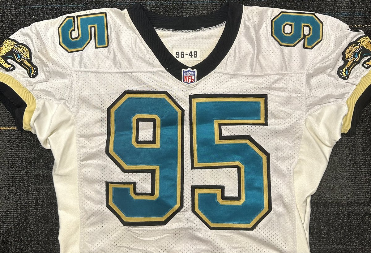 OWN A PIECE OF JAGUARS HISTORY! Purchase an authentic Jaguars game issued jersey from previous seasons next Thursday at the Draft Party. 1995-2021 jerseys will be available. Proceeds to benefit the Jaguars Foundation (helmet donations).