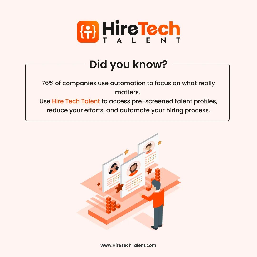 Simplify your #hiringprocess with @hiretechtalents. Our platform handles the heavy lifting by pre-screening candidates, providing detailed reports, and setting up custom challenges to  assess skills. 

🔗 Check out: hiretechtalent.com

#hiretechtalent #TechHiring #candidates