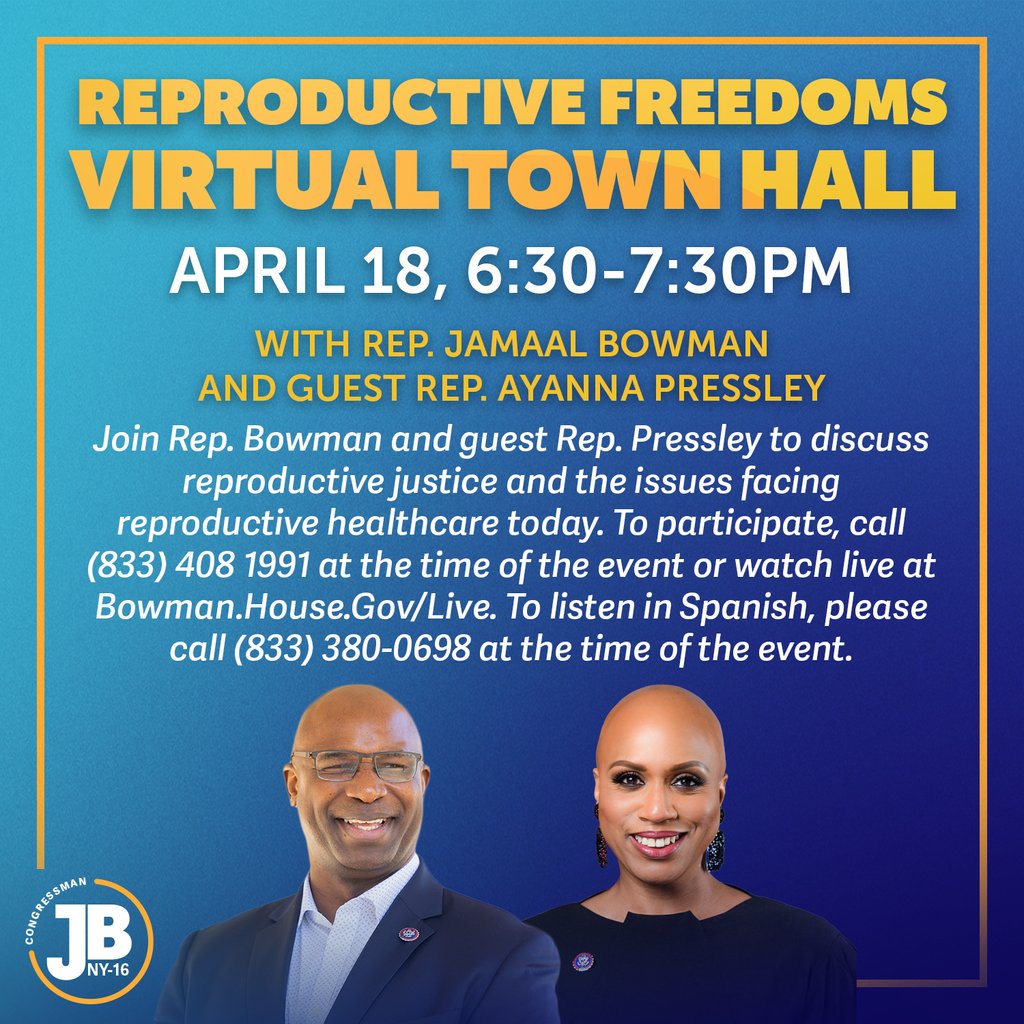 I’m so excited for our Reproductive Freedoms Town Hall with @RepPressley and @DorianneMason from @nwlc. I hope to see you there!