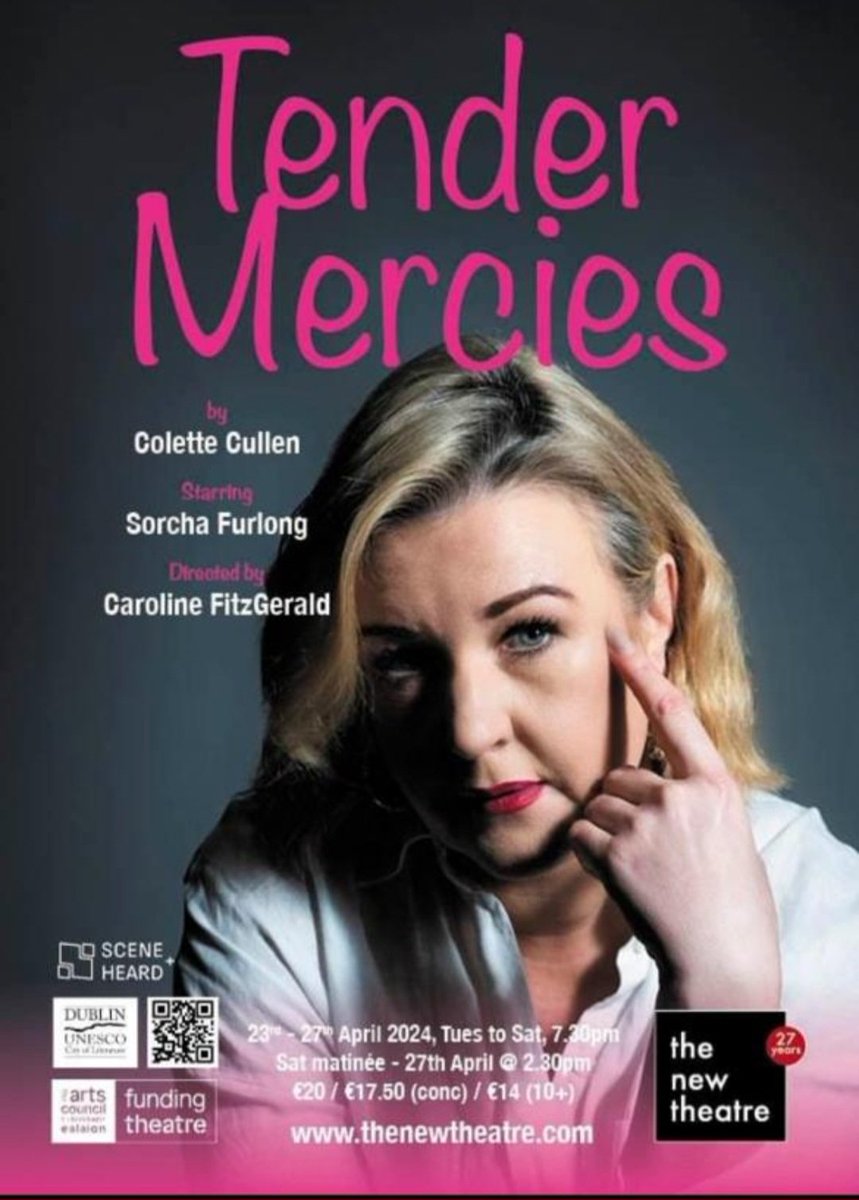 Playwright @colcul will join me on @dublincityfm to discuss her play Tender Mercies, @The_New_Theatre. Fair City Actor @sorcha_furlong will talk about being the sole performer in this 'blackly comic' play. Tune in to Good Morning Dublin on Fri (19th) from 10.00am and 12.00pm.