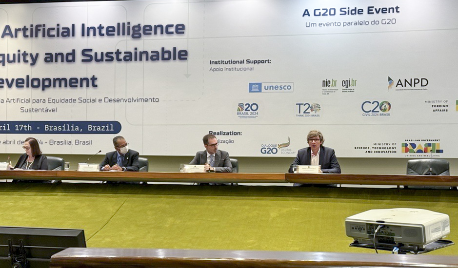 As we look at how to harness #AIforGood, we can’t expect magic solutions. We need to start with the right vision, build on history and our combined experience, be guided by the principles of equity, inclusion + sustainability, and work together ~@tlamanauskas #G20Brazil