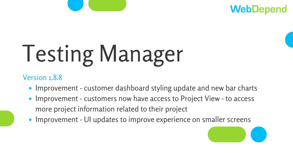 WebDependUK's tweet image. 🔓 Improvements in v1.8.8 - customers now have access to the Project View, providing easy to reach info on Bugs, Tasks and Resources connected to the project we're testing for you.
cstu.io/4047c0
#testingmanager #softwaretesting #testingprojects