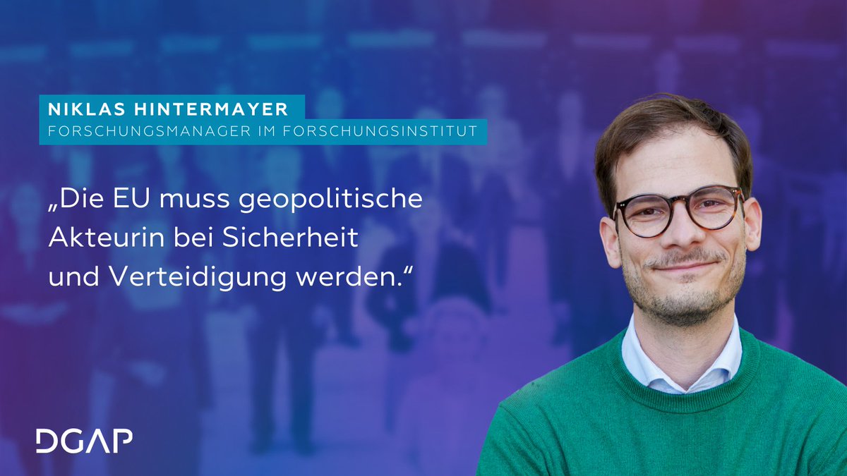 Forschungsmanager <a href="/NHintermayer/">Niklas Hintermayer</a> fordert folgende Prioritätensetzung der <a href="/EU_Commission/">European Commission</a> in Hinblick auf #Sicherheit &amp; #Verteidigung:

1⃣ Umsetzung einer (Gesamt-)Strategie

2⃣ ‚Signaling‘ der eigenen Fähigkeit zur Konfliktbewältigung

3⃣ Stärkung der 🇪🇺 Verteidigungsindustrie