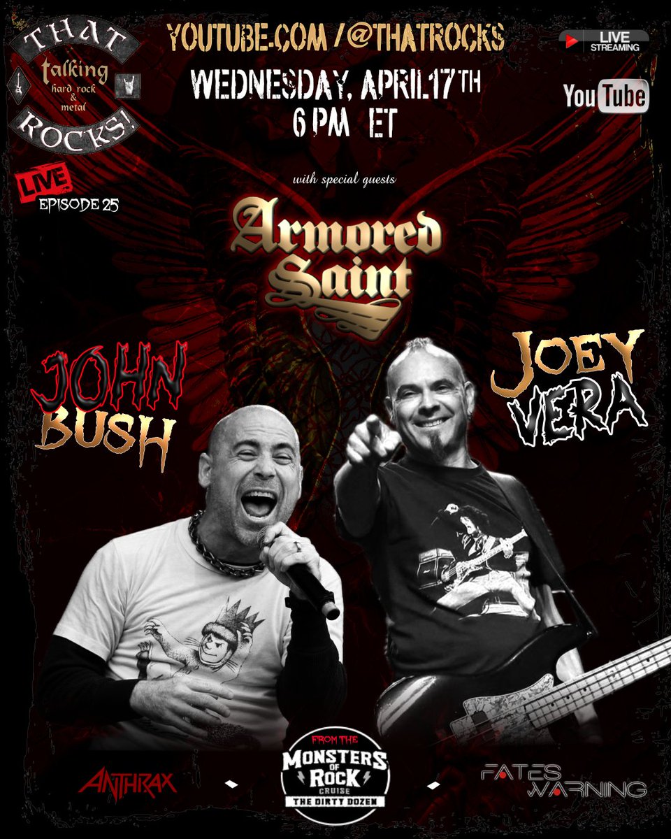 THAT Rocks! (@thatrocksshow) on Twitter photo LIVE @ 6pm est on THAT Rocks! John Bush and Joey Vera join <a href="/EddieTrunk/">Eddie Trunk</a> <a href="/Mrjimflorentine/">Jim Florentine</a> <a href="/realdonjamieson/">Don Jamieson</a>
youtube.com/@thatrocks LIVE @ 6pm est on THAT Rocks! John Bush and Joey Vera join <a href="/EddieTrunk/">Eddie Trunk</a> <a href="/Mrjimflorentine/">Jim Florentine</a> <a href="/realdonjamieson/">Don Jamieson</a>
youtube.com/@thatrocks