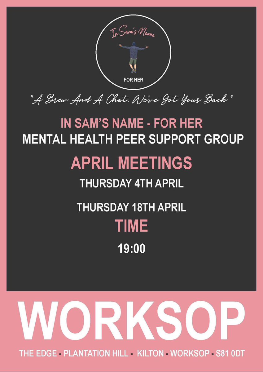 A double header today and tomorrow for In Sam’s Name For Her groups in Ollerton and Worksop. If you’re free tonight or tomorrow why not come along to one of our meets. Keep an eye out for updates on our meets. #mentalhealth #ollertontownfc #worksoptownfc #bassetlaw #alreytbod