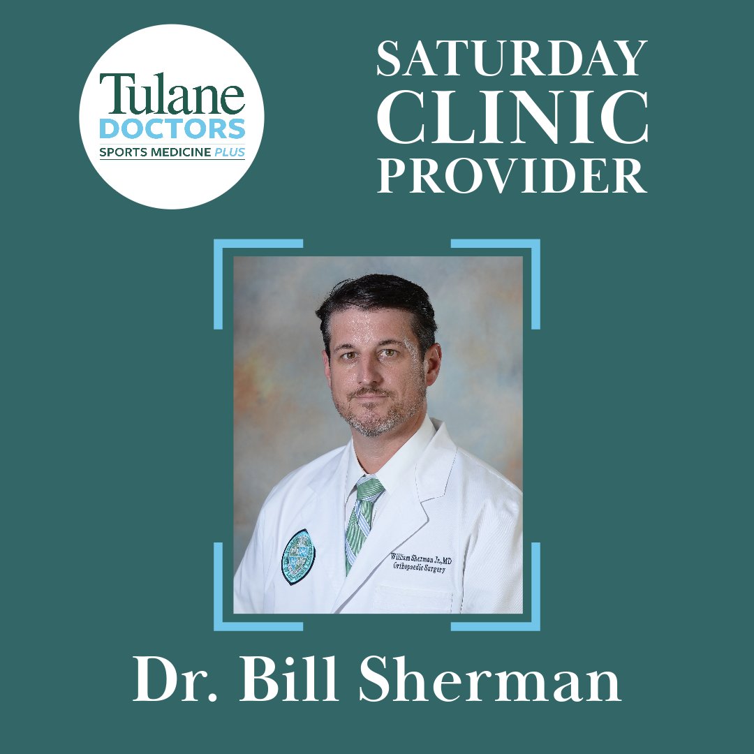 Dr. Sherman will be available in Lakeview this Saturday. Our clinic starts at 8 am, if you're a high school athlete walk-ins are welcome! Call us at 504-988-0100 if you'd like to request an appointment.