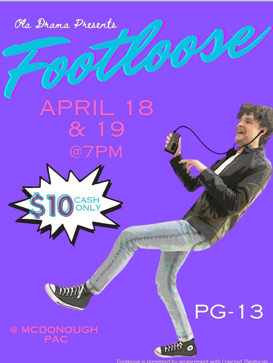 Mustang Nation- Get ready for a good time with the Spring Musical Footloose this Thursday & Friday at the McDonough PAC- 7pm!