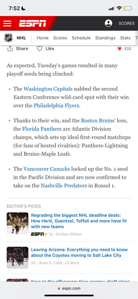 Turbine951's tweet photo. @RStanleyNHL That’s what I thought I heard this morning. But what about this story on ESPN? Are they misreporting? https://t.co/egMtPWGuXr
