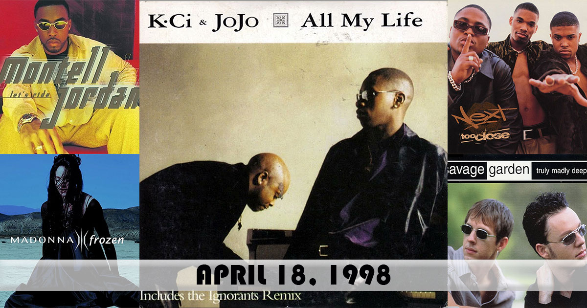 Here were the top songs on this day in 1998:
1. 'All My Life' - #KCiAndJoJo
2. 'Let's Ride' - #MontellJordan ft. Master P & Silkk The Shocker
3. 'Too Close' - #Next
4. 'Frozen' - #Madonna
5. 'Truly Madly Deeply' - #SavageGarden
musicchartsarchive.com/singles-chart/…